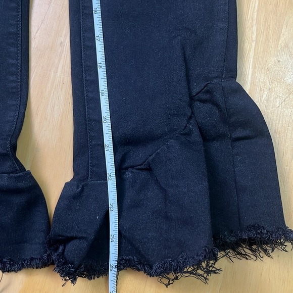 PAIGE Hoxton Straight Ankle Black Jeans Ruffle Distressed Hem - Picture 8 of 9